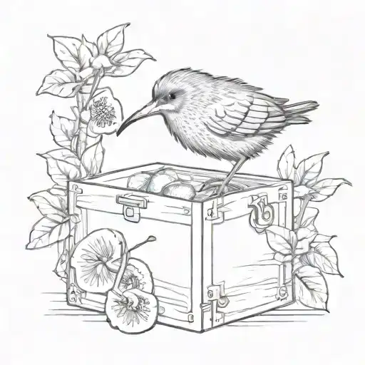 kiwi bird in box tattoo design idea