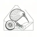 kiwi bird within square boarder tattoo design idea