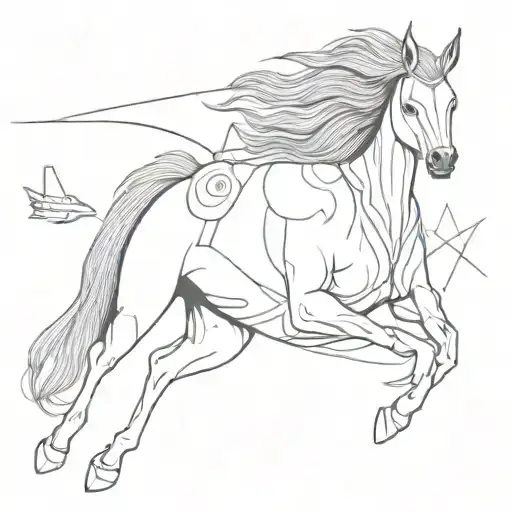 beyonce song alien superstar showcssing a horse and a space shuttle tattoo design idea