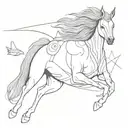 beyonce song alien superstar showcssing a horse and a space shuttle tattoo design idea