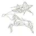 beyonce song alien superstar showcssing a horse and a space shuttle tattoo design idea