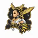beyonce queen bee tattoo design idea