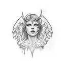 angel killing demon  tattoo design idea