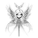 angel killing demon  tattoo design idea