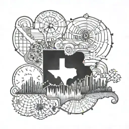 Texas, oklahoma, georgia and North Carolina oulined, stacked tattoo design idea