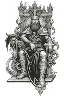 dead king on a throne tattoo design idea