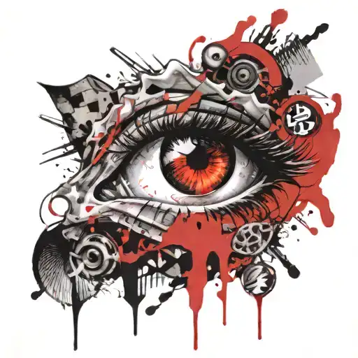 An eye with a frozen dollar in the middle tattoo design idea