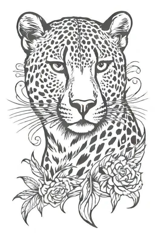 cheetah elegant full-body tattoo design idea