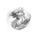 phenix bird with quater moon tattoo design idea