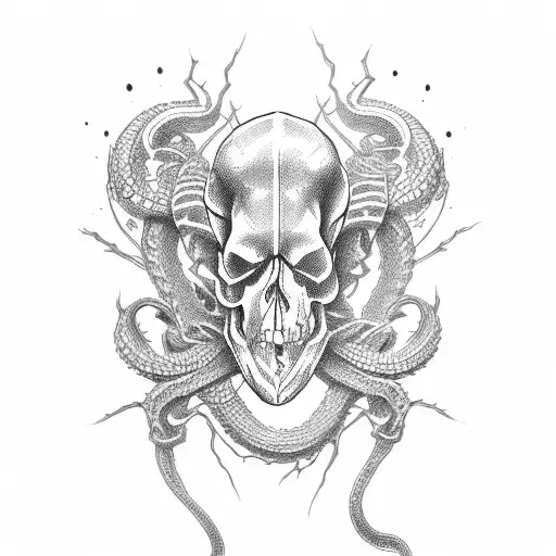snake white skull anime tattoo design idea