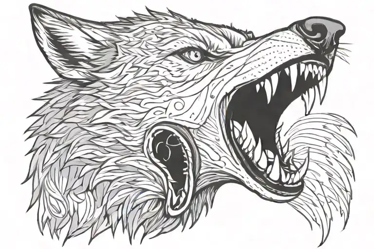 Wolf snarling tattoo design idea