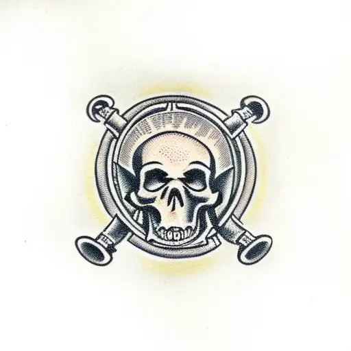 rosary with skulls instead of beads held by a skeleton hand tattoo design idea