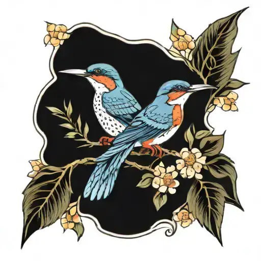 maggie x 2 with kingfisher native australian flowers   tattoo design idea