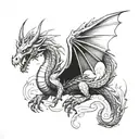 dragon with wings tattoo design idea