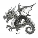 dragon with wings tattoo design idea
