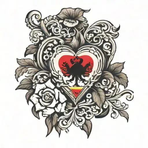 heart with Sicilian flag and the name Nadia tattoo design idea