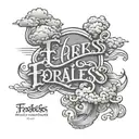 outer forearm with the word fearless spelled with shaded clouds  tattoo design idea