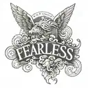outer forearm with the word fearless spelled with shaded clouds  tattoo design idea
