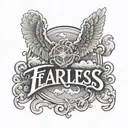outer forearm with the word fearless spelled with shaded clouds  tattoo design idea