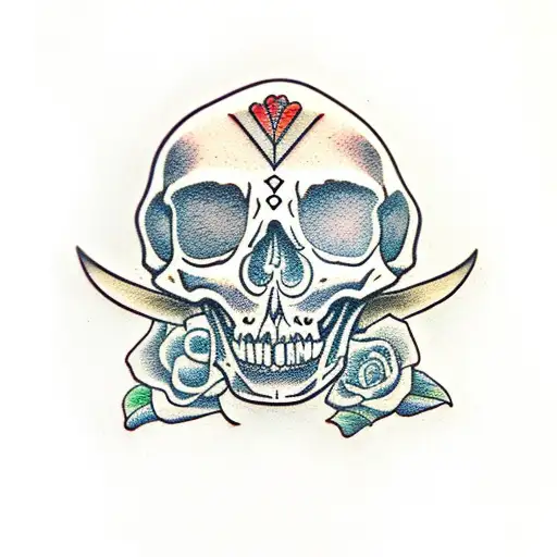 Skeleton Raven tattoo design idea