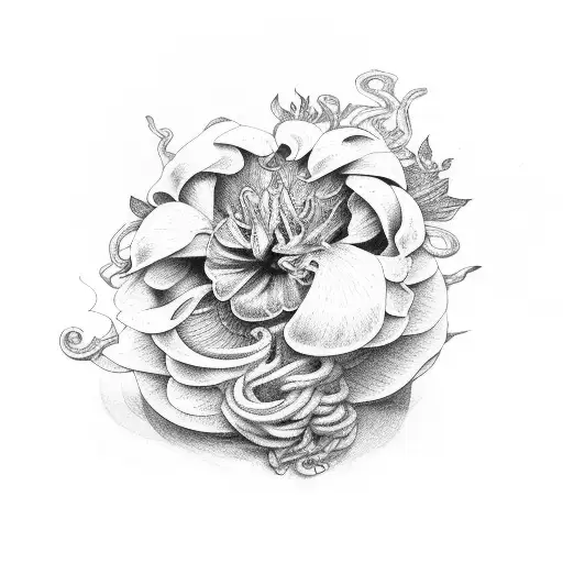 Medusa com peonias tattoo design idea