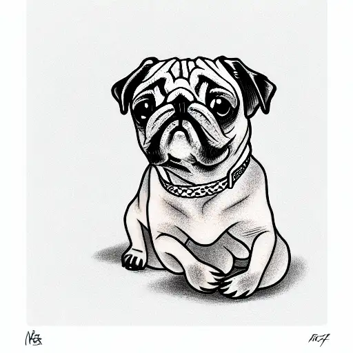 pug smoking a joint tattoo design idea