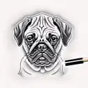 pug smoking a joint tattoo design idea
