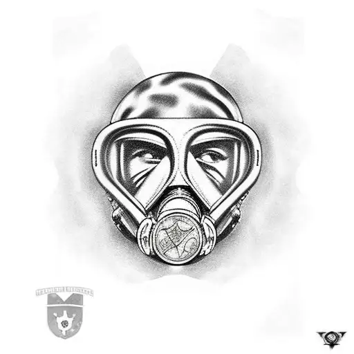 gas mask and rose tattoo design idea