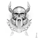 skull with spartan helmet tattoo design idea