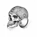 skull with spartan helmet tattoo design idea