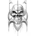 skull with spartan helmet tattoo design idea