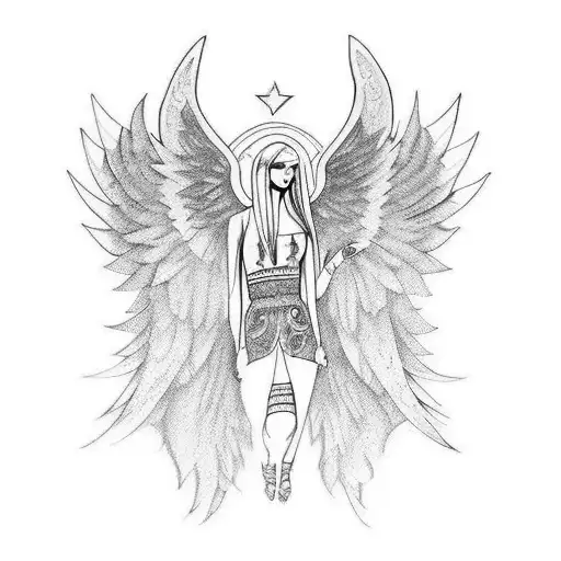Name Semija with angel wings and bosnia tattoo design idea