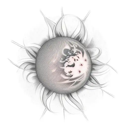 Venus planet with flowers tattoo design idea
