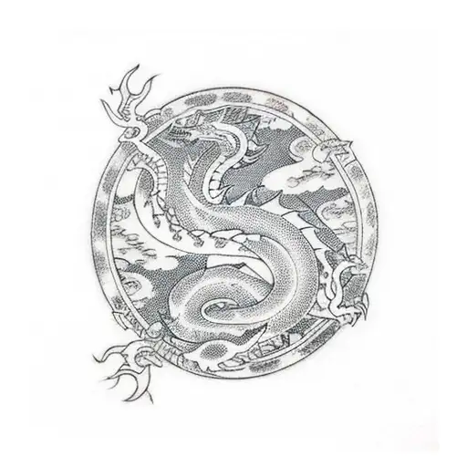 A traditional Japanese Yakuza symbol with a dragon motif tattoo design idea