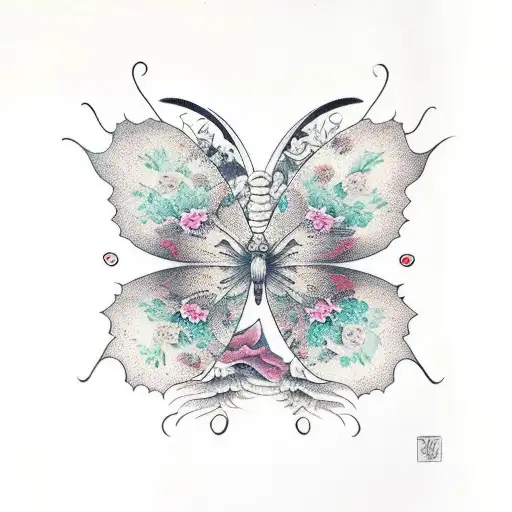 evil butterfly tattoo design idea
