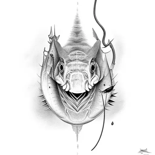 fishing and hunting tattoo design idea