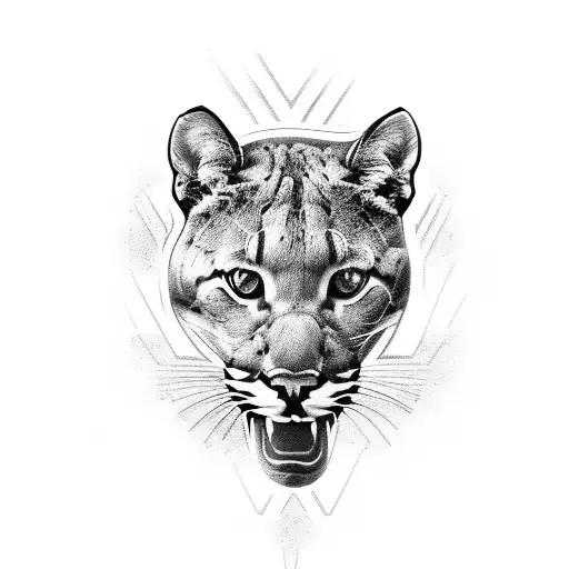 Blackwork "Florida Panther Hiding In Sawgrass" Tattoo Idea BlackInk AI