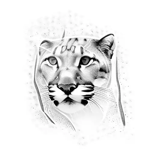 Blackwork "Florida Panther Hiding In Sawgrass" Tattoo Idea BlackInk AI