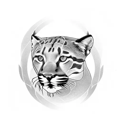 Blackwork "Florida Panther Hiding In Sawgrass" Tattoo Idea BlackInk AI