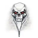 Grim Reaper taking off anonymous mask with dark background. forearm sleeve tattoo design idea