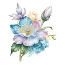 carnation, snowdrop, daffodil,  jonquil, poppy, garnet, rose quartz, aquamarine, jasper, opal tattoo design idea