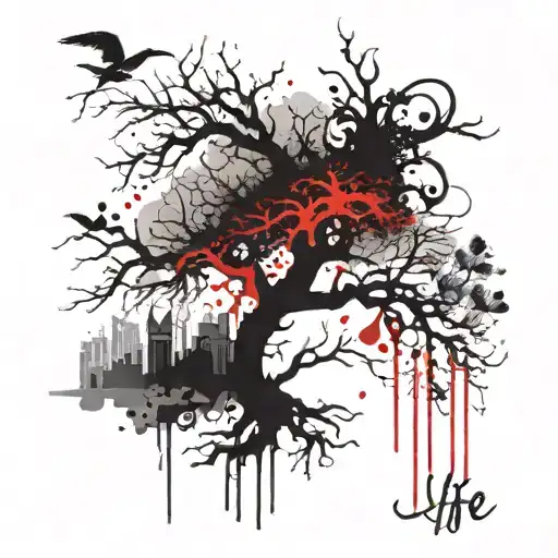 tree of life in the shadow  tattoo design idea