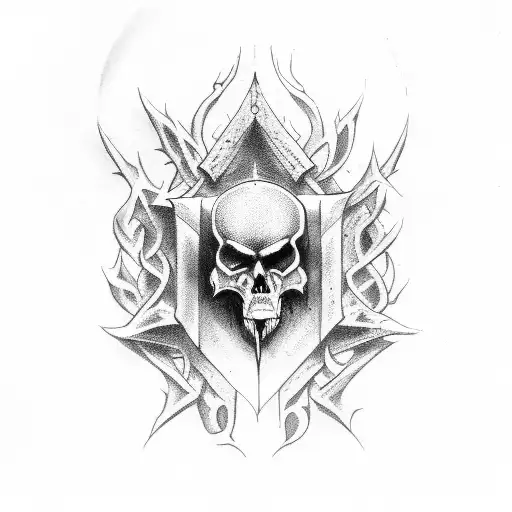 Dark, gothic demonic sigils tattoo design idea