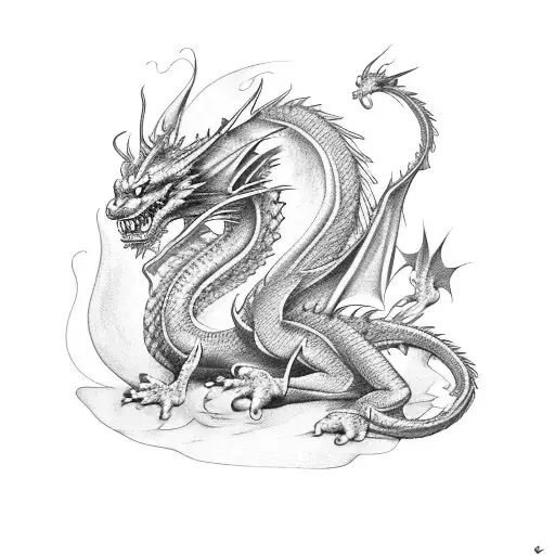 Dragon with candy tattoo design idea