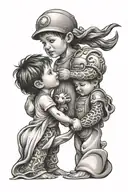 brothers 3 sisters holding hands tattoo design idea
