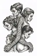 brothers 3 sisters holding hands tattoo design idea
