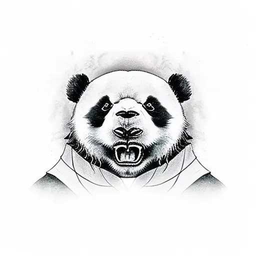 angry panda with bandana and face tattoos tattoo design idea