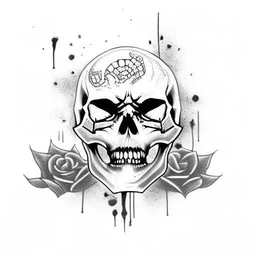 ZOMBIE SKULL tattoo design idea