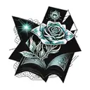 a crystal rose in front of an open book tattoo design idea