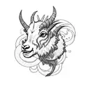 A powerful depiction of a mountain goat and a fish, representing the strength and adaptability of Capricorn and Pisces, accented with delicate pink flowers tattoo design idea